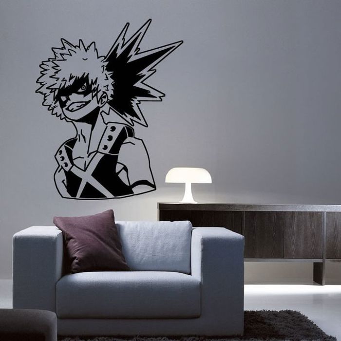 Sticker mural - My Hero Academia - Katsuki Bakugou - Non toxique - Installation facile - 55x70 cm