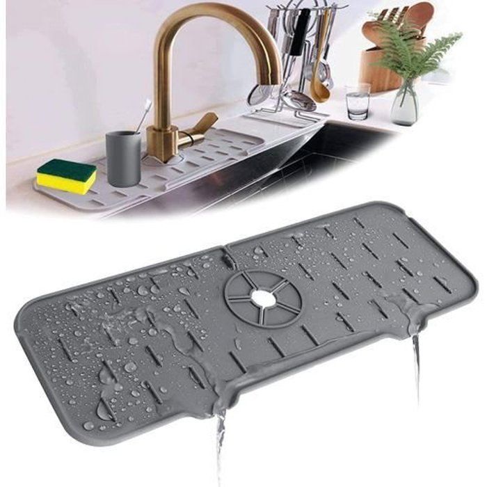 Tapis de drainage - Silicone - Antidérapant - Résistant à l'eau - Facile à nettoyer - Cuisine