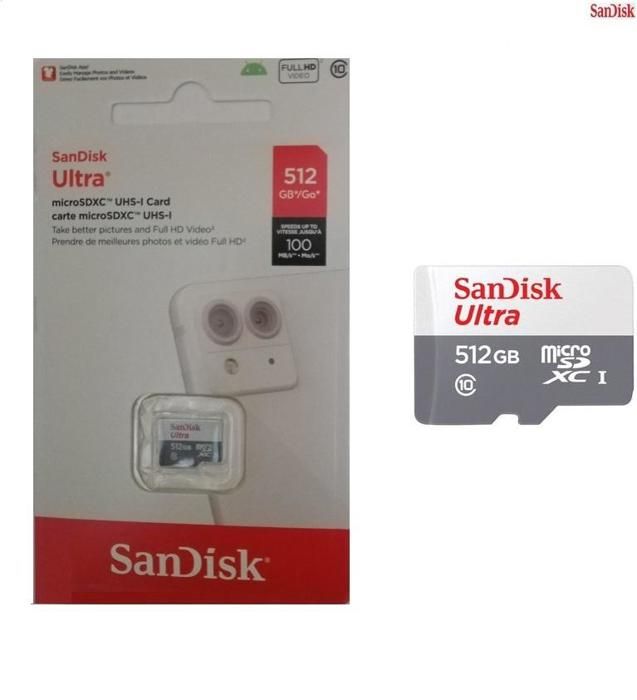Sandisk Carte memoire Ultra MicroSDXC UHS-I 512GB vitesse100 Mb/s,C10,U1,Full HD, A1