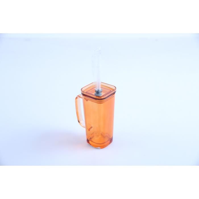 Verre à eau avec couvercle et paille 200 ml marron