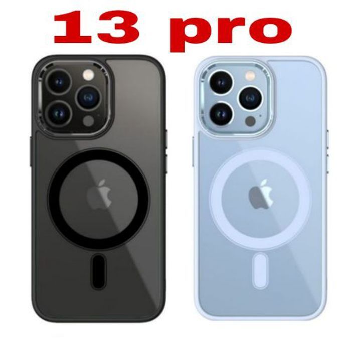 2 Pochette Iphone 13 Pro Silicone Transparente Super Magsafe Noir Et Mauve