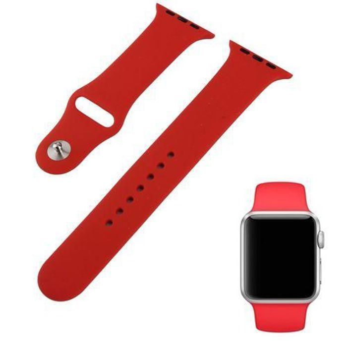 Bracelet de montre - Apple - Silicone Rouge - Compatible Apple Watch - 42mm à 49mm - Sportif