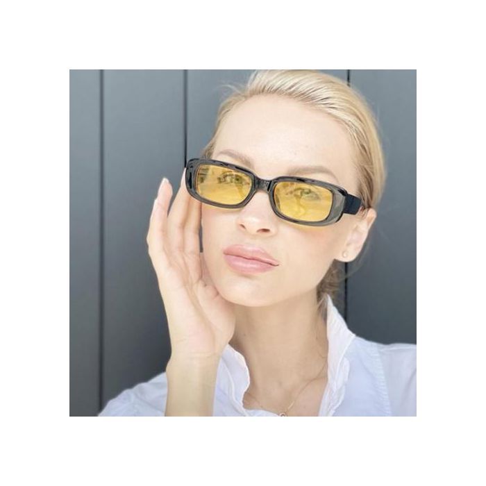 Lunettes de Soleil Rétro Rectangles Unisexe Tendance Jaune ( Vintage)