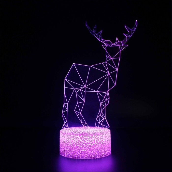 Lampe 3D - LED - Renne Stylisé - Télécommande incluse - Multicolore - Intérieur