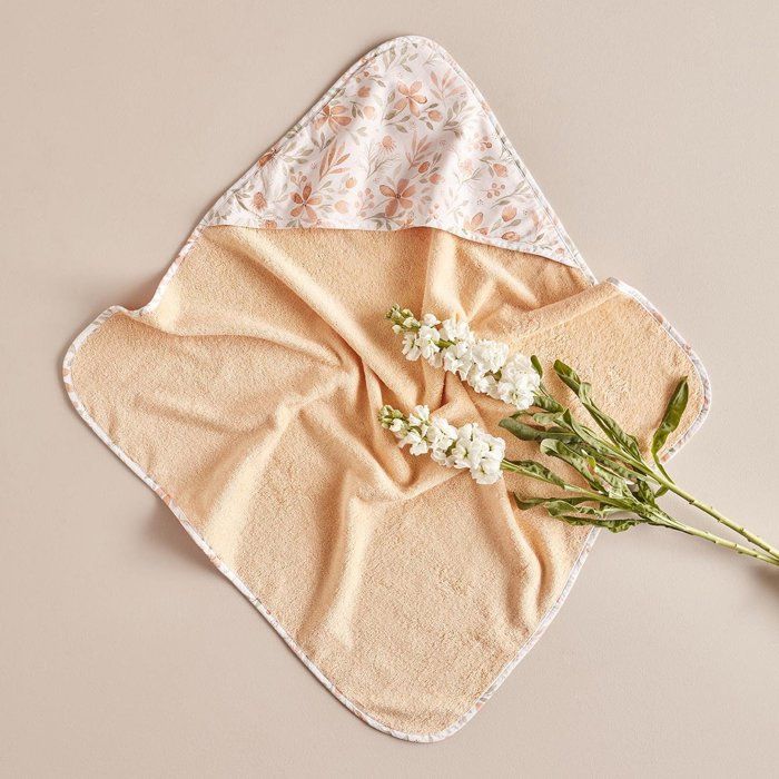 Serviette d'emmaillotage - Eva - 100% coton - Saumon - 75x75 cm - Certifié OEKO-TEX