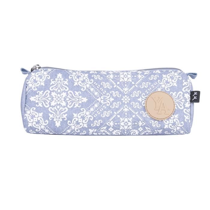TROUSSE 1 ZIP TRIANGULAIRE MOTIF DENIM  22 CM