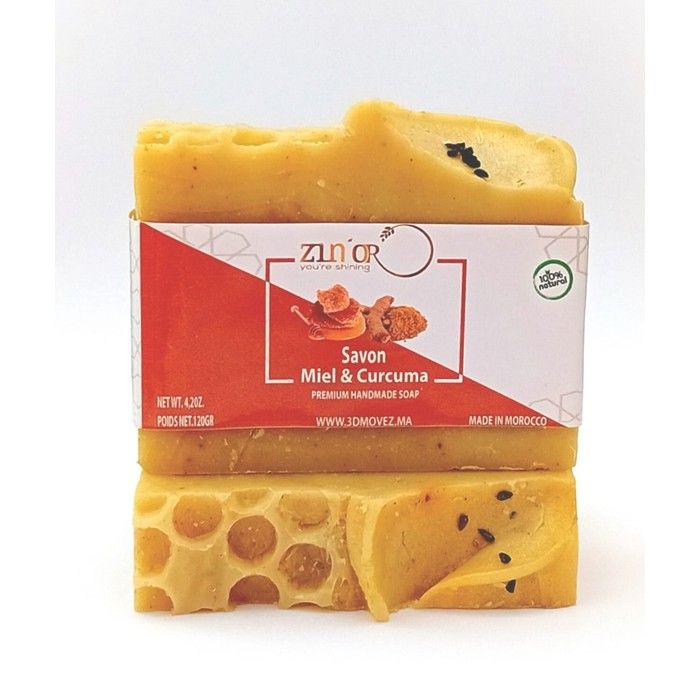 Savon solide - Miel et Curcuma - 120g - Vegan - Douceur apaisante - Éclat naturel