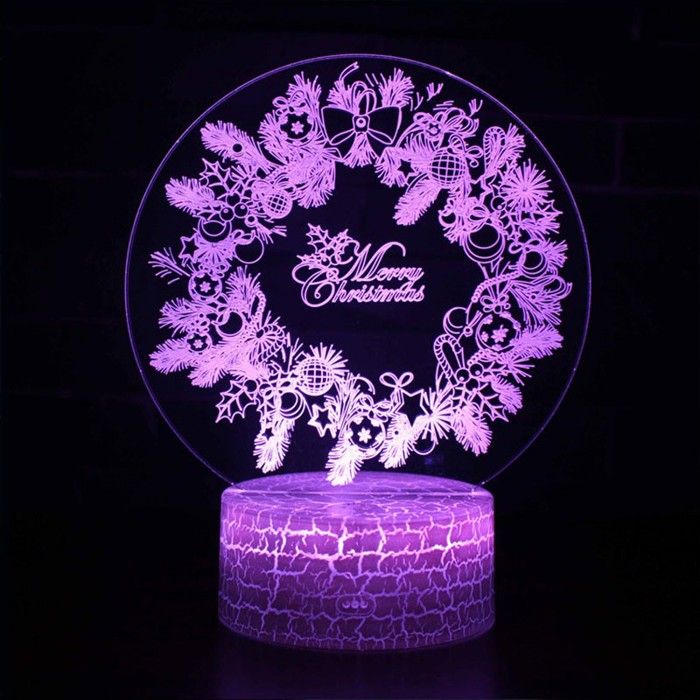 Lampe 3D - LED - Couronne de Noël - Télécommande incluse - Multicolore - Intérieur