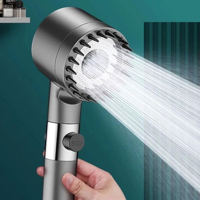 Pomme de Douche Haute Pression 3 Modes - Filtre & Brosse de Massage, Economie d'Eau