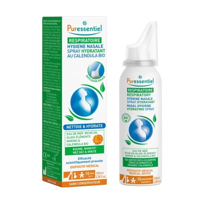 Spray Hygiène Nasale Hydratant - Puressentiel - 100 ml - Eau de mer - Calendula Bio - Sans conservateur