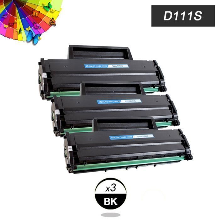 3 x Cartouche de toner compatible Samsung MLT-D111S pour Samsung Xpress SL-M2020W -SL-M2022W,Noir