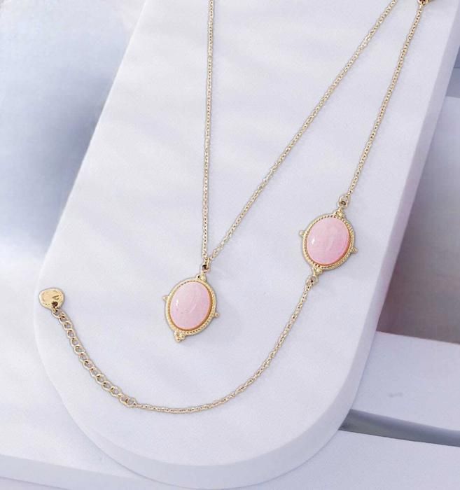 Collier - GENERIC - Pierre Rose Pastel - Acier Inoxydable - Unique - Femme