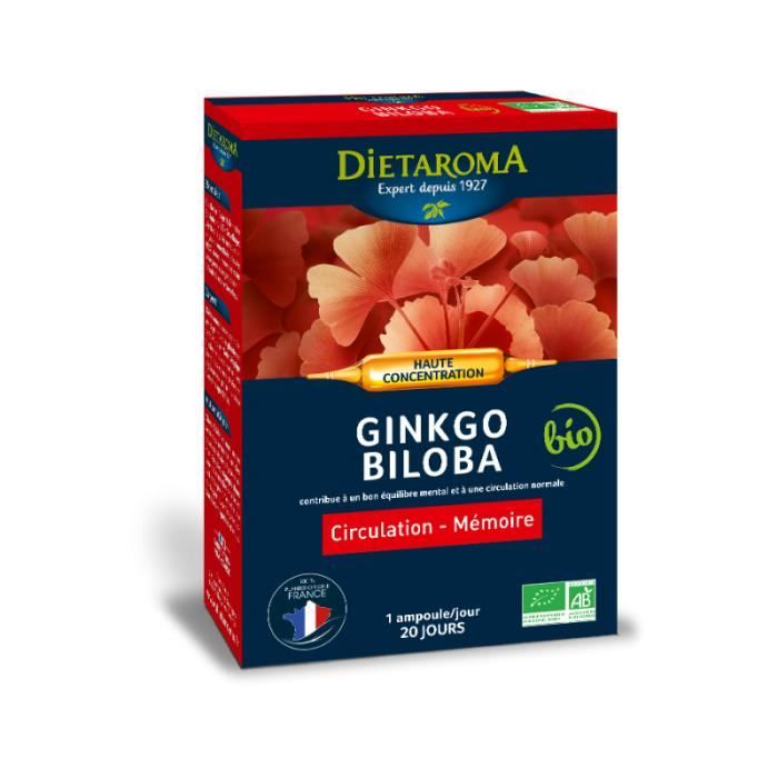 20 ampoules C.I.P. Ginkgo Biloba Bio - Circulation et Mémoire - Dietaroma