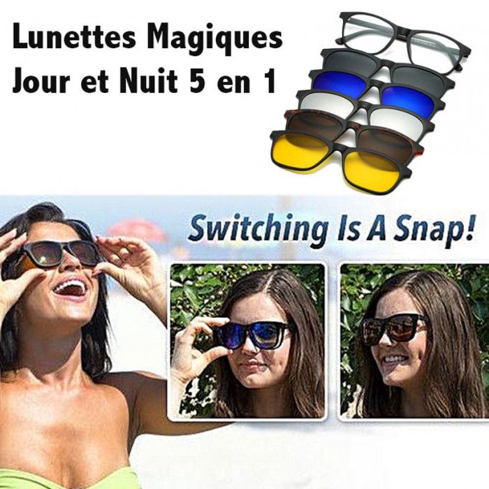 Lunettes Magiques - Unisexe - Monture T R 90 - Flexibles en pinces - Aimants haute résistance - Confortables