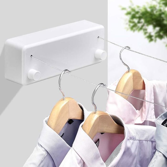 Corde à linge rétractable d'intérieur avec corde de séchage murale