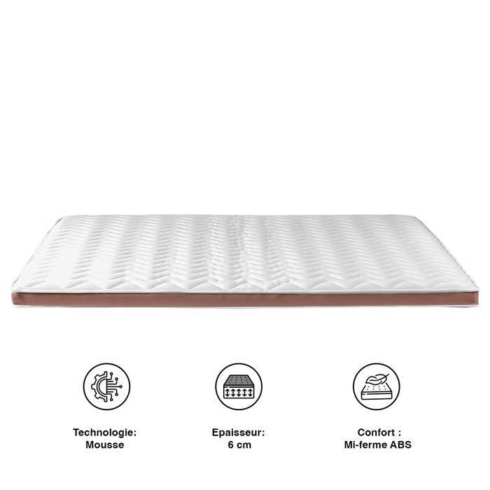 Surmatelas - MAISON GOOD AND WELL - Flexy - 90x190 cm - Mi-ferme - Mousse Haute Résilience