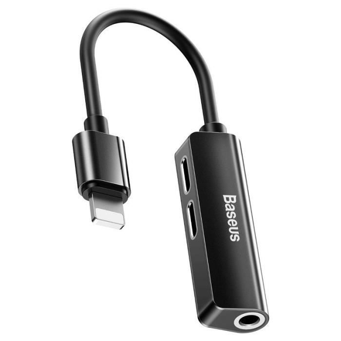 AUDIO BASEUS L52 LIGHTNING ADAPTER TO MINI JACK 3.5MM AND 2X LIGHTNING