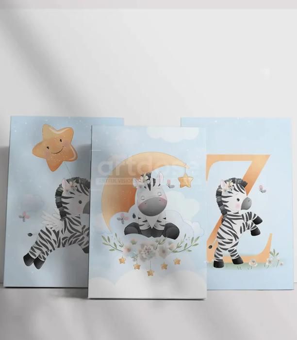 Tableau décoratif Little Zebra L 60 x H 90 cm x3- artdose.ma