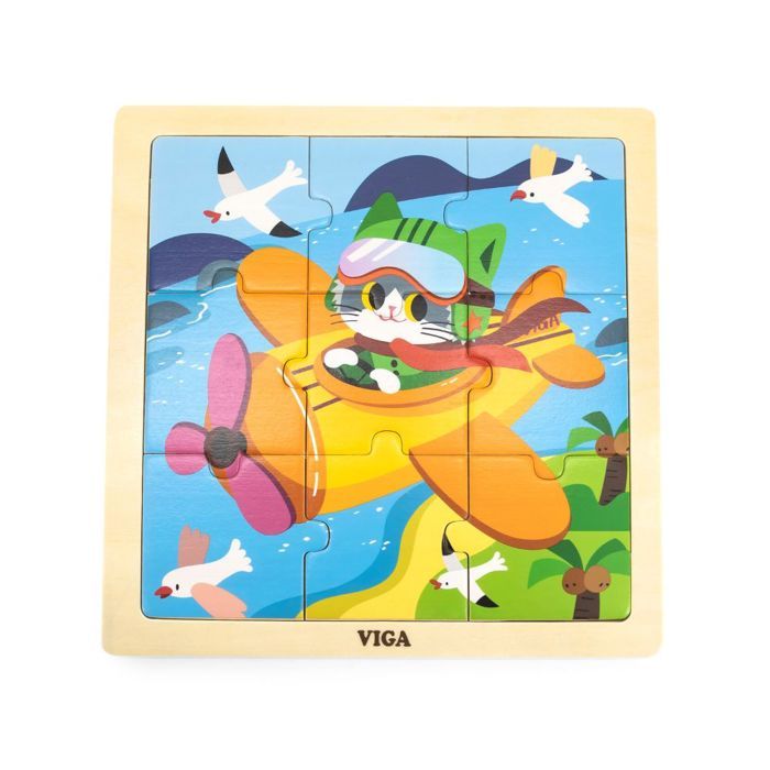 Viga - Puzzle 9 pièces en bois Avion