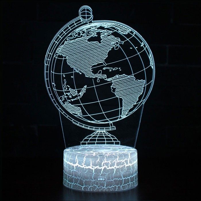 Lampe 3D - Planètes - Globe Terrestre - Télécommande incluse - Multicolore - LED 3W