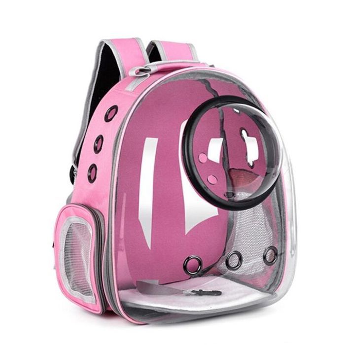 Sac à dos transparent pour animaux - GENERIC - Rose - 31x28x42cm - Poids 1,2kg - Pour chat et petit chien