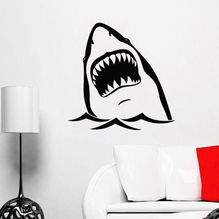 Autocollant Summer Requin Stickers vinyle stick Noir 0031