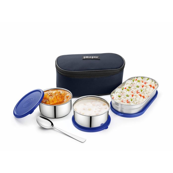 Lunch box bleu mini  isotherme 1 cuillère , acier inoxydable  ( pour les enfants )