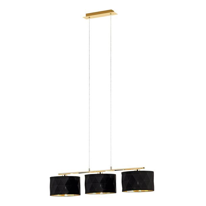 Suspension - DOLORITA - E27 - 3x60W - Acier - Noir - Design contemporain