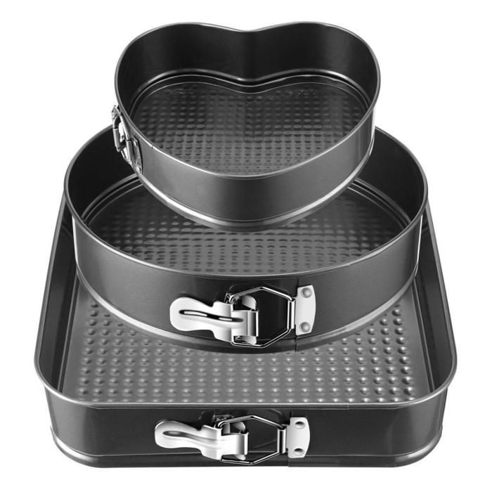 Moule à Cake - Anti-adhésif - Ensemble de 3 - 24cm, 26cm, 28cm - Noir - Métal