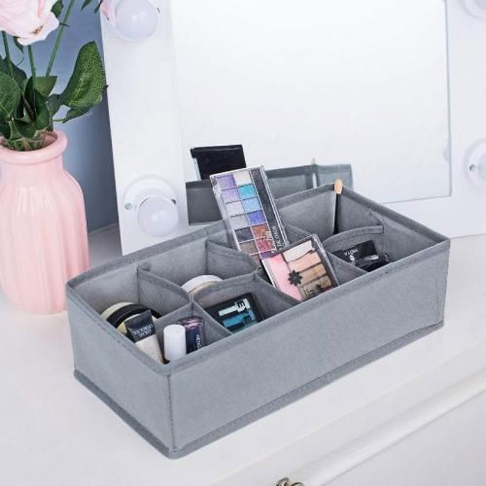 Boîte de rangement - Non spécifié - 8 cellules - Pliable - Plastique - Pour sous-vêtements et chaussettes