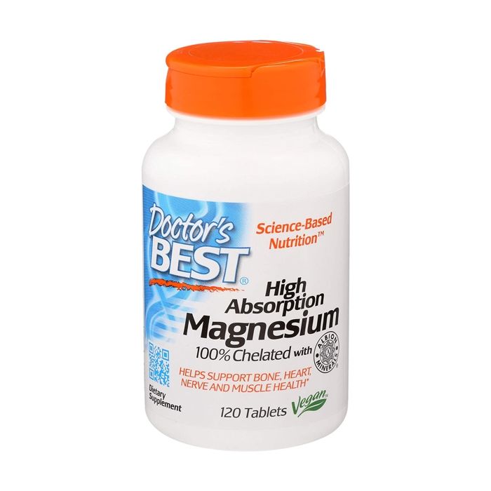Doctor's Best, magnésium, Absorption élevée,100 % chélaté,120 comprimés.
