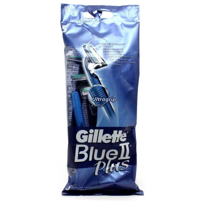 Rasoirs jetables - Gillette - Blue II Plus - 5 unités - Rasage rapide - Confortable