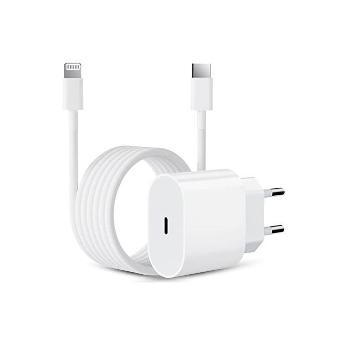 Chargeur 20W - Adapté iPhone - 11/12/13/14 PRO MAX - USB-C - Câble 1M - Fast Charge