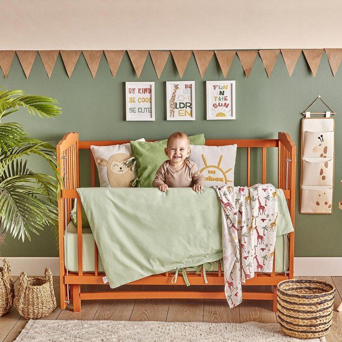 Parure de lit bébé - Petite - 100% coton - Vert - 100x150 cm - OEKO-TEX