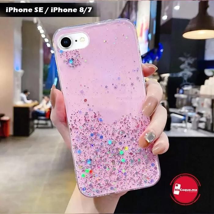 Pochette SE 2020 / iPhone 8/7 Scintillante,&amp; Brillante Rose