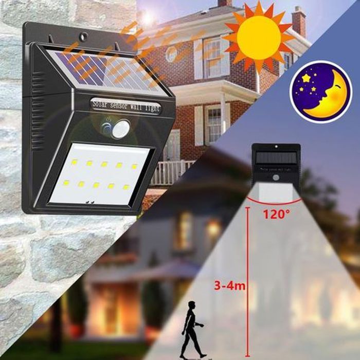 Lampe Solaire Murale - Non spécifié - Détecteur de Mouvement - Étanche - Économie d'énergie - Haute luminosité