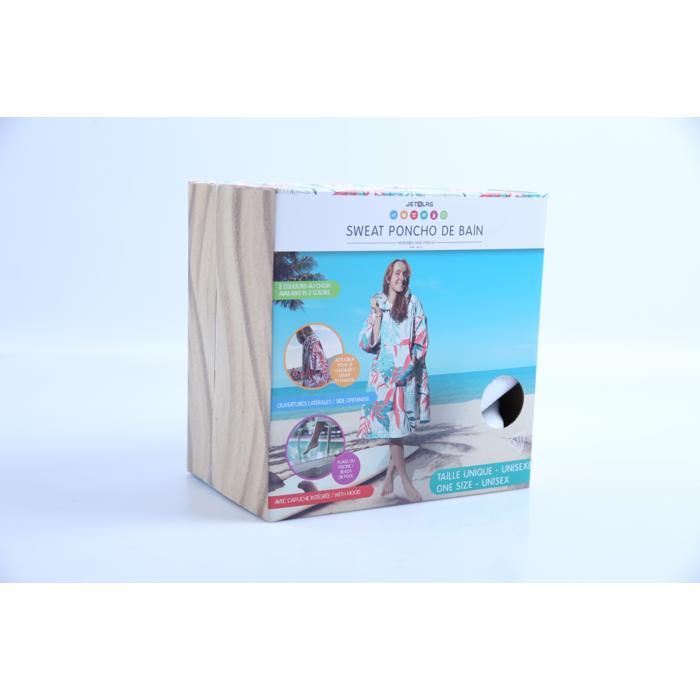Sweat poncho de bain - Paradis Exotique - M6 - Multicolore - Doux - Lavable