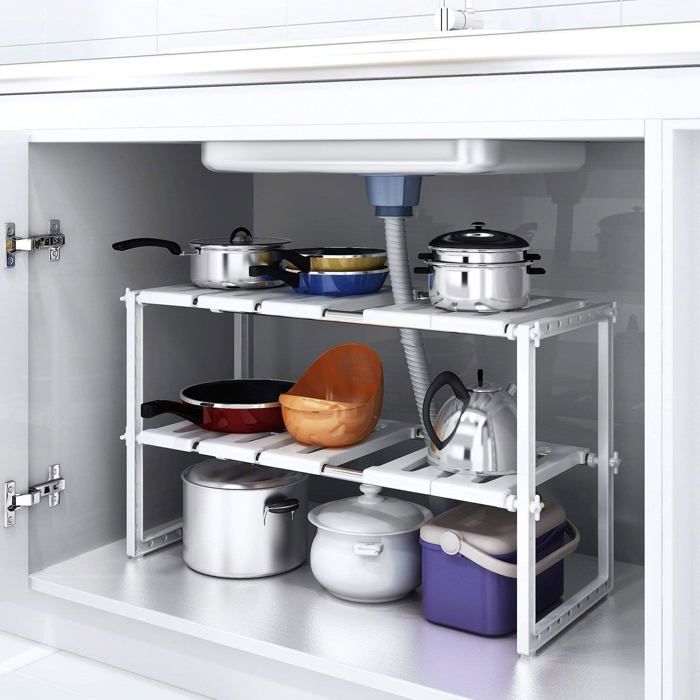 Support de rangement sous évier, trieur de cuisine rétractable en acier, longue durée