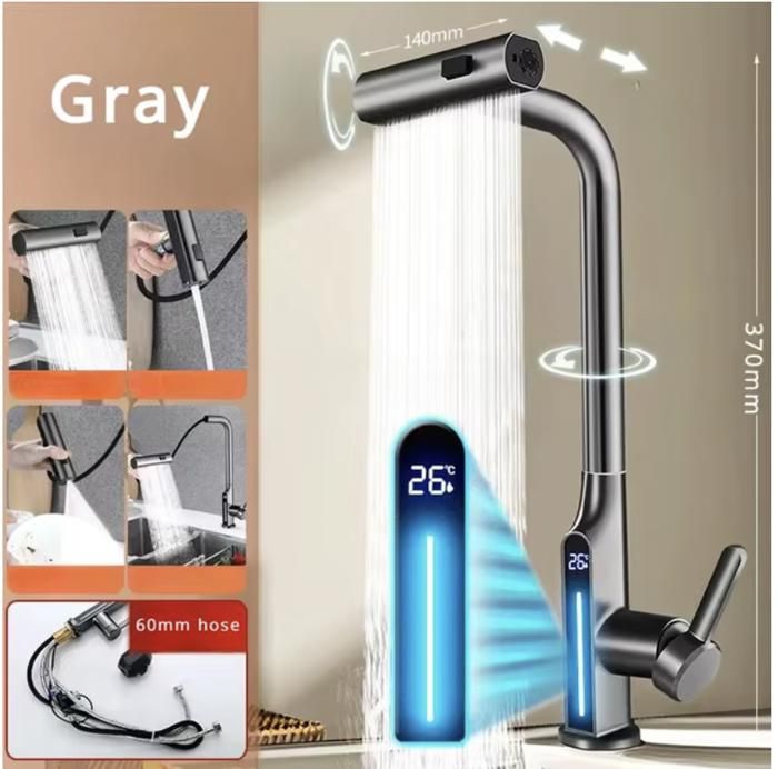 AquaFlow Elite digital GREY,mitigeur d'évier cuisine smart,Robinet cuisine smart