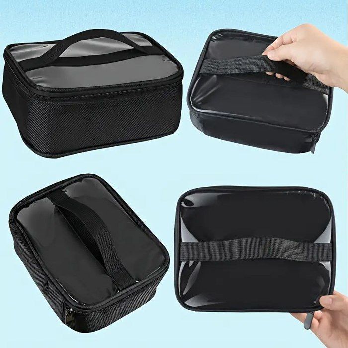 Trousse de maquillage compacte avec poignées robustes, rangement durable pour articles de toilette 4Pcs