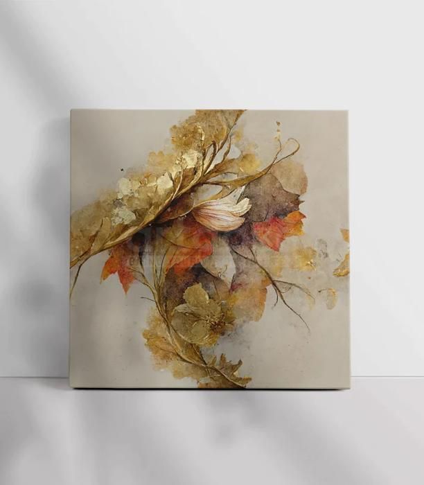 Tableau décoratif Flower in Gold L 100 x H 100 cm- artdose.ma