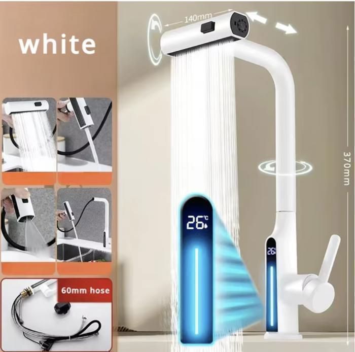 AquaFlow Elite digital WHITE,mitigeur d'évier cuisine smart,Robinet cuisine smart