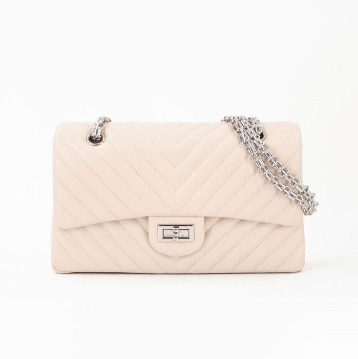 Sac à main - MELANY BROWN LONDON - GOTHIC - Beige - Matelassé - Fermoir doré à poussoir