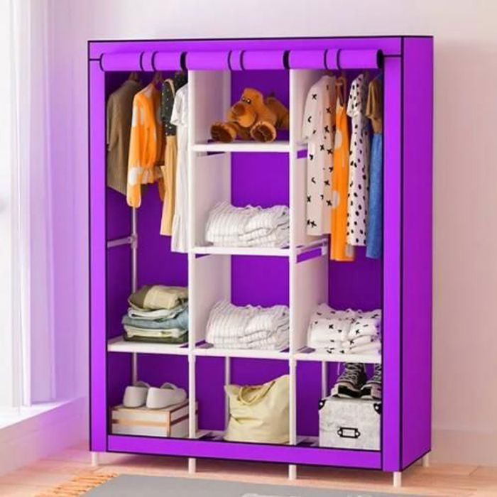 Armoire de rangement en tissu pour vêtements Armoire portative 130x45x175cm- couleur aliatoire