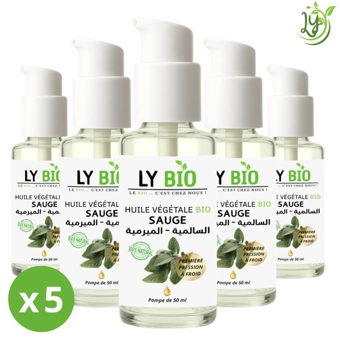 LYBIO PACK HUILE SAUGE 50ML - POMPE LOT DE 5 bouteilles