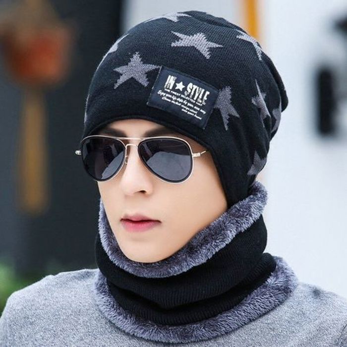 Ensemble bonnet et écharpe en Style Star en laine chaud