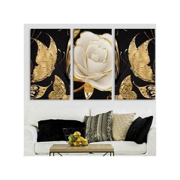 Tableau décoratif mural 3 pièces avec cadres bois 140/70 cm