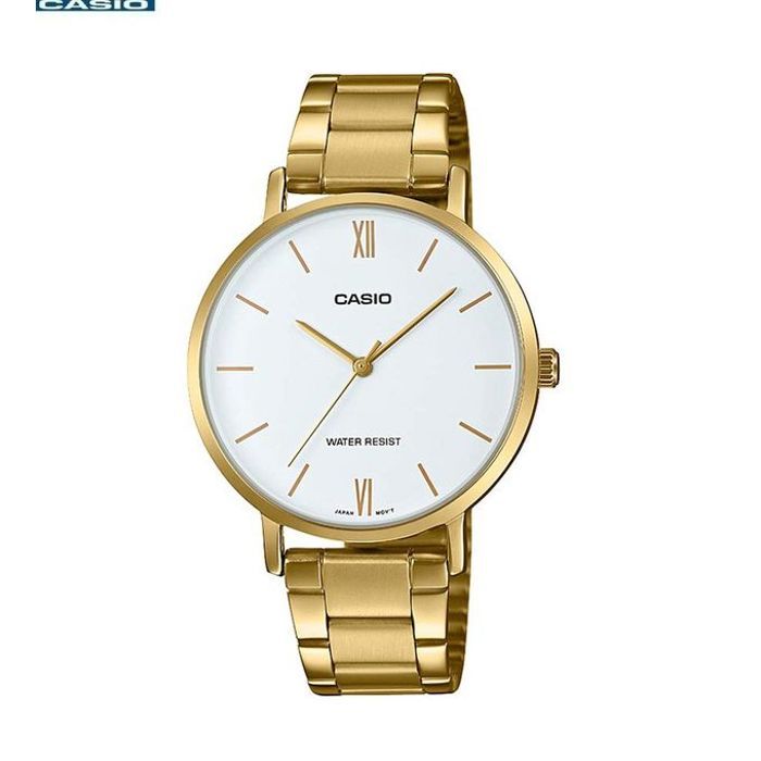 Casio Montre pour Femme bracelet metal plaqué or-fond de cadran blanc ltp-vt01g-7budf