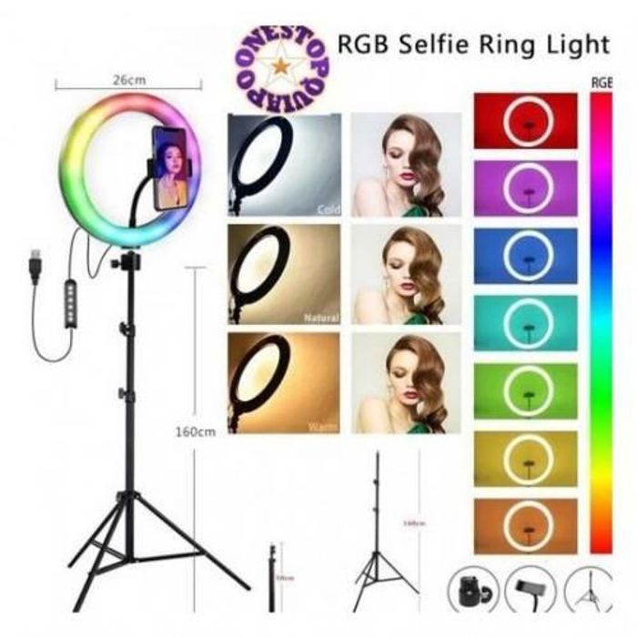 Ring Light LED 33cm avec trepied et Support Telephone, Selfie Ring Light