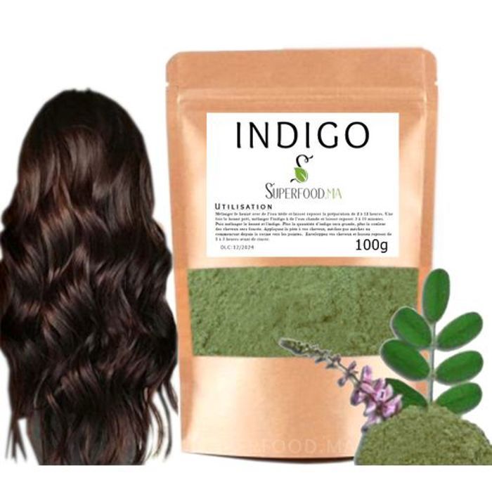 Coloration capillaire végétale - Indigo - Brun foncé - 100% naturel - 100g - Vegan